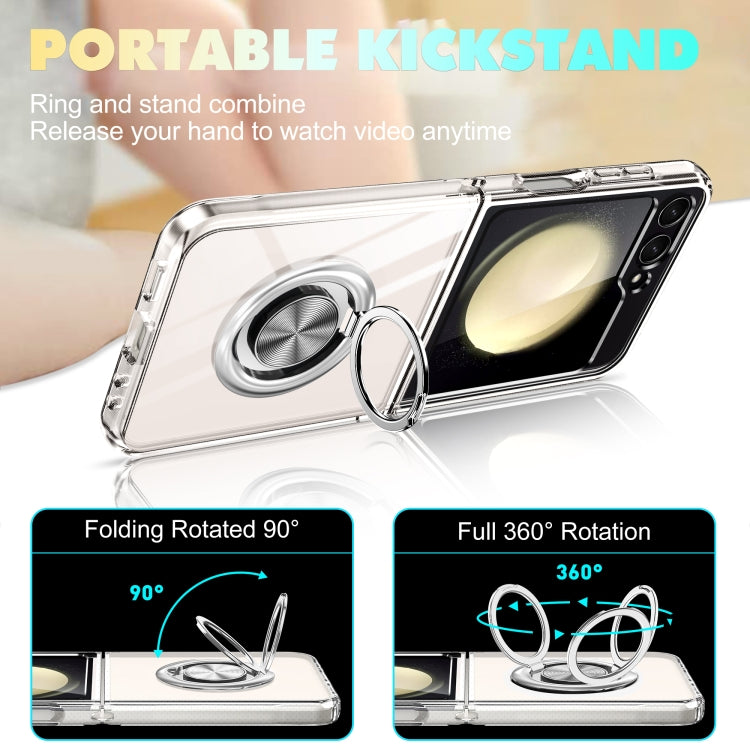 For Samsung Galaxy Z Flip4 5G MagSafe Transparent PC Folding Phone Case with Ring Holder by buy2fix