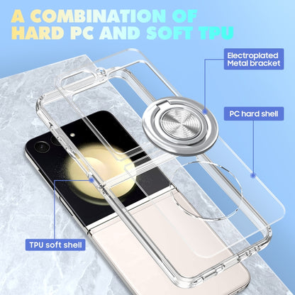 For Samsung Galaxy Z Flip4 5G MagSafe Transparent PC Folding Phone Case with Ring Holder by buy2fix