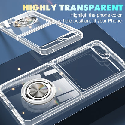 For Samsung Galaxy Z Flip4 5G MagSafe Transparent PC Folding Phone Case with Ring Holder by buy2fix