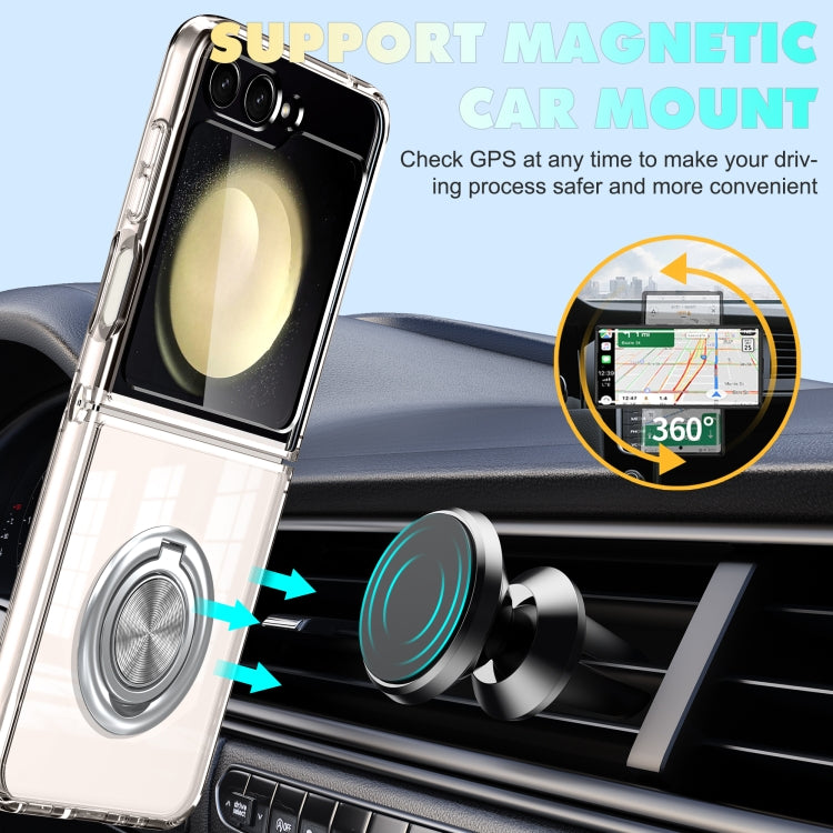 For Samsung Galaxy Z Flip3 5G MagSafe Transparent PC Folding Phone Case with Ring Holder by buy2fix