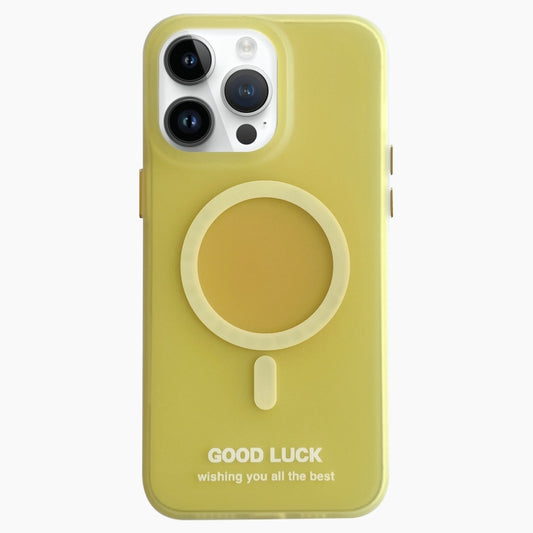 For iPhone 12 Pro Max Double-Layer Frosted IMD Macaron Color MagSafe Phone Case(Yellow) by buy2fix