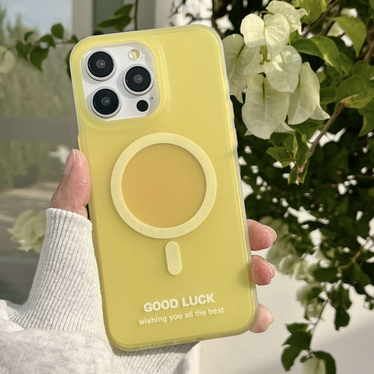 For iPhone 12 Pro Max Double-Layer Frosted IMD Macaron Color MagSafe Phone Case(Yellow) by buy2fix