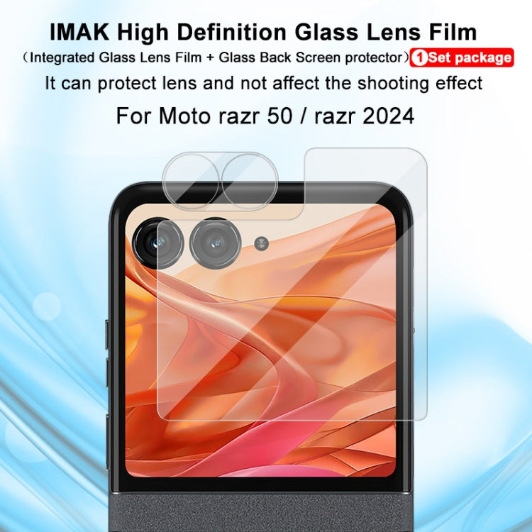 For Motorola Razr 50 1 Sets imak Integrated Lens Film + Glass Rear Screen Sticker by imak