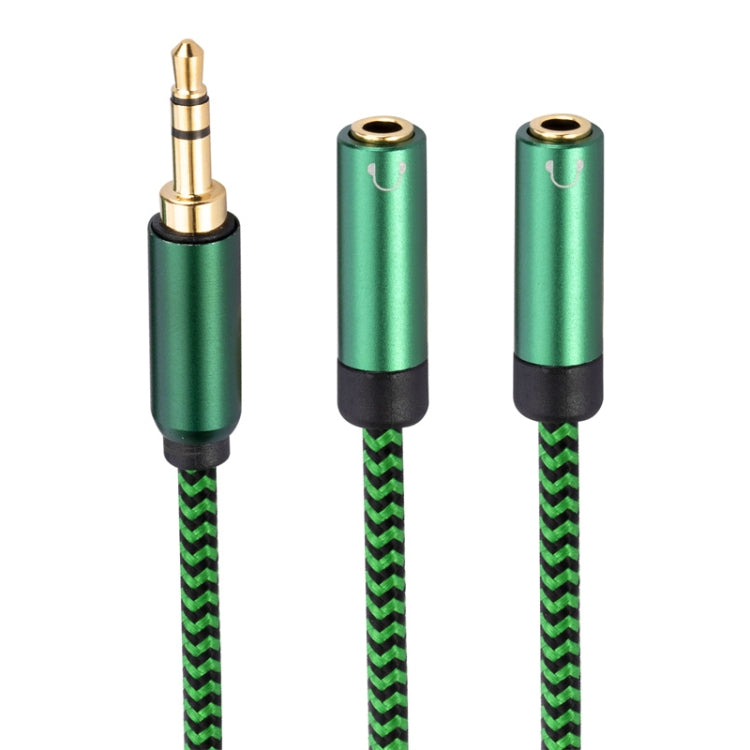 3.5mm Male to Dual 3.5mm Female 2 in 1 Audio Adapter Cable, Length:0.5m(Green) - Video & Audio Cable by buy2fix | Online Shopping UK | buy2fix