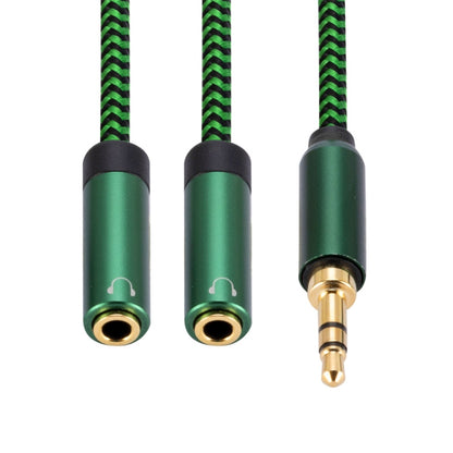 3.5mm Male to Dual 3.5mm Female 2 in 1 Audio Adapter Cable, Length:0.5m(Green) - Video & Audio Cable by buy2fix | Online Shopping UK | buy2fix