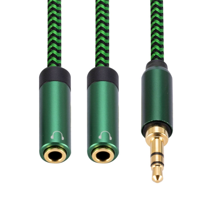 3.5mm Male to Dual 3.5mm Female 2 in 1 Audio Adapter Cable, Length:1m(Green) - Video & Audio Cable by buy2fix | Online Shopping UK | buy2fix