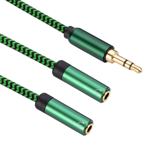3.5mm Male to Dual 3.5mm Female 2 in 1 Audio Adapter Cable, Length:2m(Green) - Video & Audio Cable by buy2fix | Online Shopping UK | buy2fix