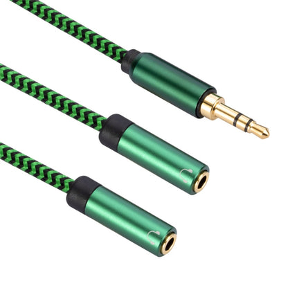 3.5mm Male to Dual 3.5mm Female 2 in 1 Audio Adapter Cable, Length:3m(Green) - Video & Audio Cable by buy2fix | Online Shopping UK | buy2fix