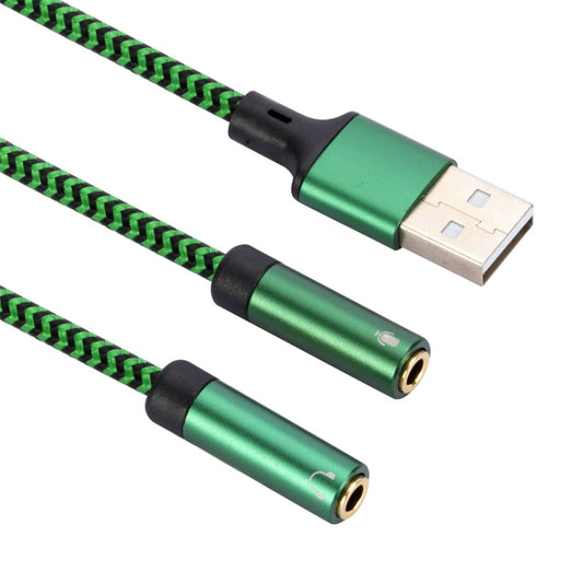 USB-A to Dual 3.5mm Separate Style Audio Adapter Cable, Length:1m(Green) - Video & Audio Cable by buy2fix | Online Shopping UK | buy2fix