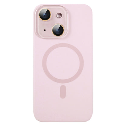 For iPhone 14 Liquid Silicone MagSafe Full Coverage Phone Case with Lens Film(Pink) by buy2fix