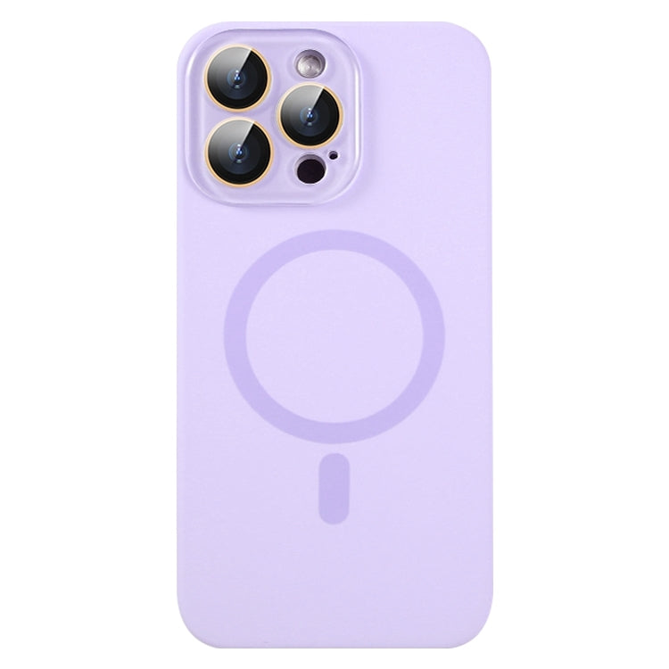 For iPhone 16 Pro Liquid Silicone MagSafe Full Coverage Phone Case with Lens Film(Purple) by buy2fix