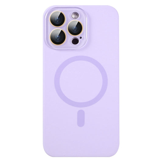 For iPhone 16 Pro Liquid Silicone MagSafe Full Coverage Phone Case with Lens Film(Purple) by buy2fix