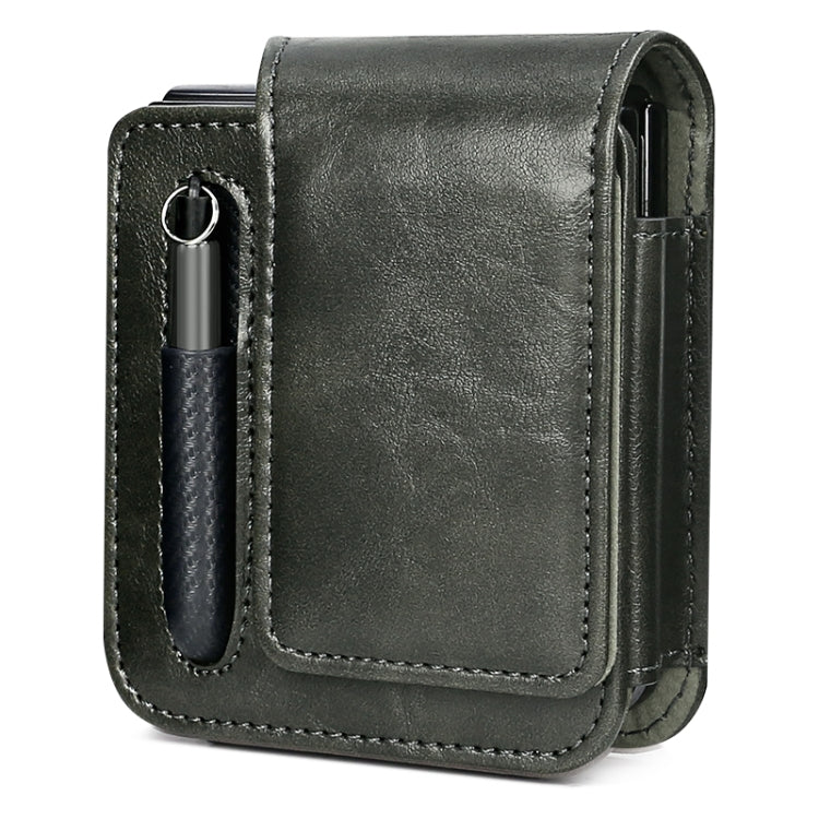 For Samsung Galaxy Z Flip 3 / 4 / 5 / 6 VIETAO Retro Thinking Series PU Shockproof Phone Bag, Without Pen(Green) - Galaxy Z Flip5 Cases by VIETAO | Online Shopping UK | buy2fix