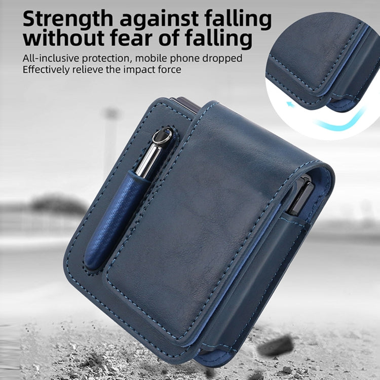 For Samsung Galaxy Z Flip 3 / 4 / 5 / 6 VIETAO Retro Thinking Series PU Shockproof Phone Bag, Without Pen(Blue) - Galaxy Z Flip5 Cases by VIETAO | Online Shopping UK | buy2fix