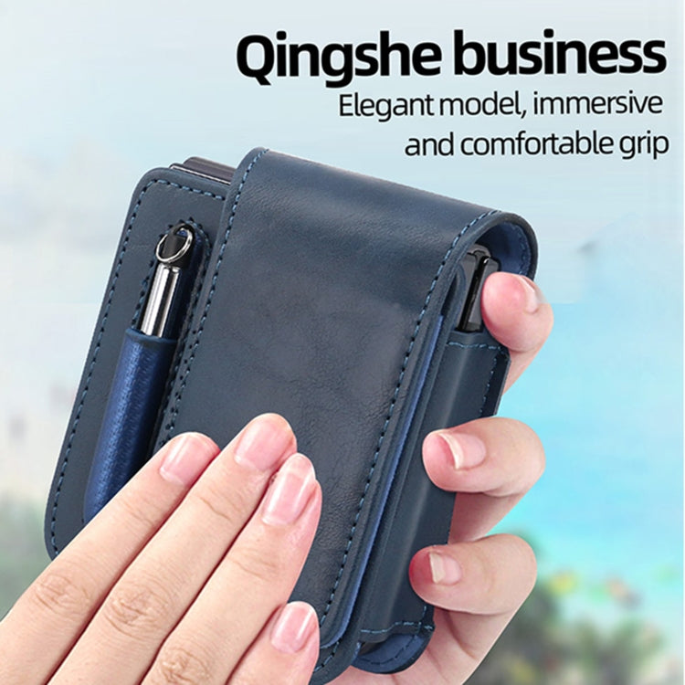 For Samsung Galaxy Z Flip 3 / 4 / 5 / 6 VIETAO Retro Thinking Series PU Shockproof Phone Bag, Without Pen(Blue) - Galaxy Z Flip5 Cases by VIETAO | Online Shopping UK | buy2fix