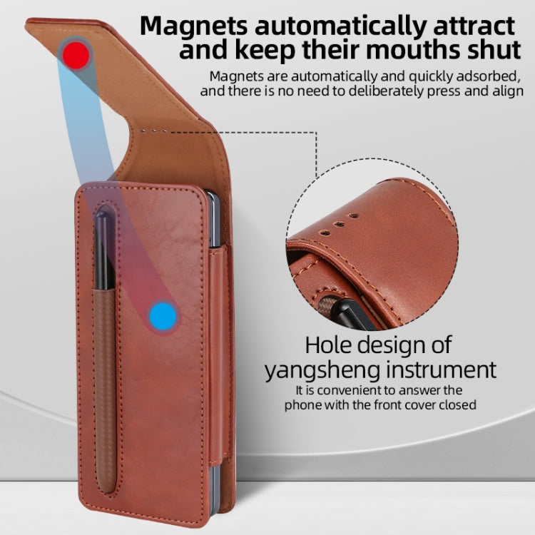 For Samsung Galaxy Z Fold 3 / 4 / 5 / 6 VIETAO Retro Thinking Series PU Shockproof Phone Bag, Without Pen(Brown) - Galaxy Z Fold5 Cases by VIETAO | Online Shopping UK | buy2fix
