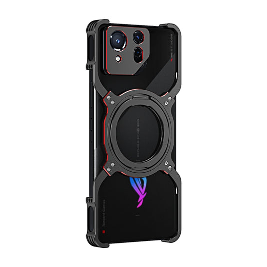 For Asus ROG Phone 8 / 8 Pro Mechanical Arm Borderless MagSafe Holder Metal Phone Case(Black Red) - ASUS Cases by buy2fix | Online Shopping UK | buy2fix