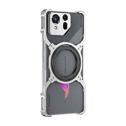 For Asus ROG Phone 8 / 8 Pro Mechanical Arm Borderless MagSafe Holder Metal Phone Case(Silver) - ASUS Cases by buy2fix | Online Shopping UK | buy2fix