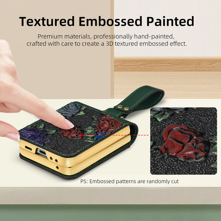 For Samsung Galaxy Z Flip5 VIETAO Integrated Embossed Pattern Full Coverage Phone Case with Wrist Strap(Red) - Galaxy Z Flip5 Cases by VIETAO | Online Shopping UK | buy2fix