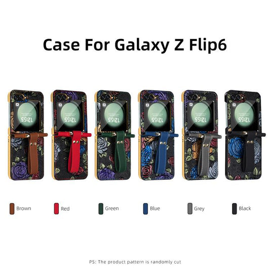 For Samsung Galaxy Z Flip6 VIETAO Integrated Embossed Pattern Full Coverage Phone Case with Wrist Strap(Red) - Galaxy Z Fold6 5G Cases by VIETAO | Online Shopping UK | buy2fix