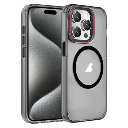 For iPhone 15 Pro Max Crystal TPU Hybrid PC MagSafe Phone Case(Transparent Black) by buy2fix