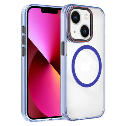 For iPhone 13 Crystal TPU Hybrid PC MagSafe Phone Case(Transparent Blue) by buy2fix
