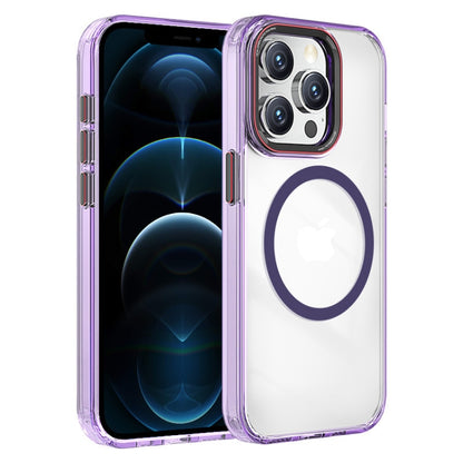 For iPhone 12 Pro Max Crystal TPU Hybrid PC MagSafe Phone Case(Transparent Purple) by buy2fix