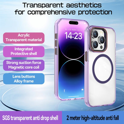 For iPhone 13 Pro Max Crystal TPU Hybrid PC MagSafe Phone Case(Transparent Purple) by buy2fix