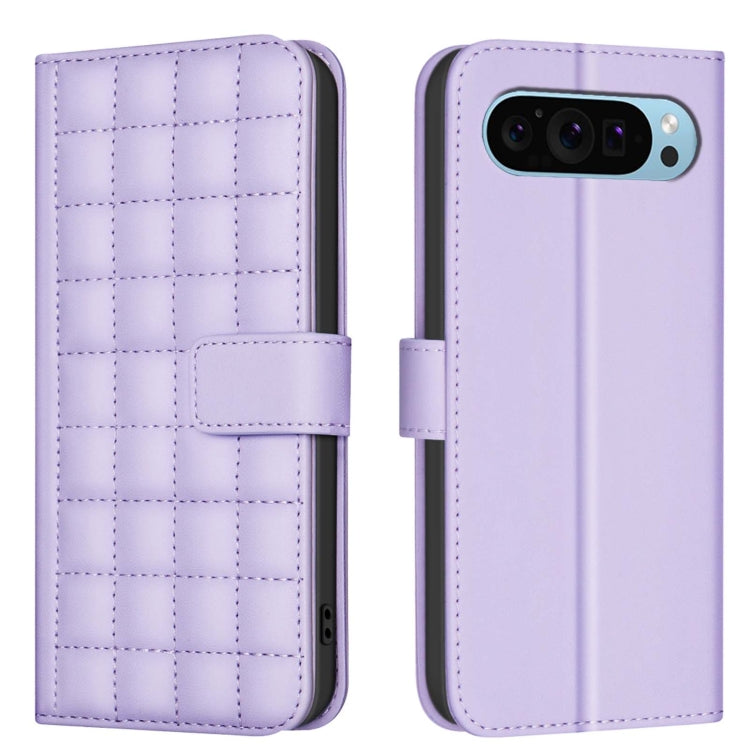 For Google Pixel 9 Pro Square Texture Leather Phone Case(Purple) by buy2fix