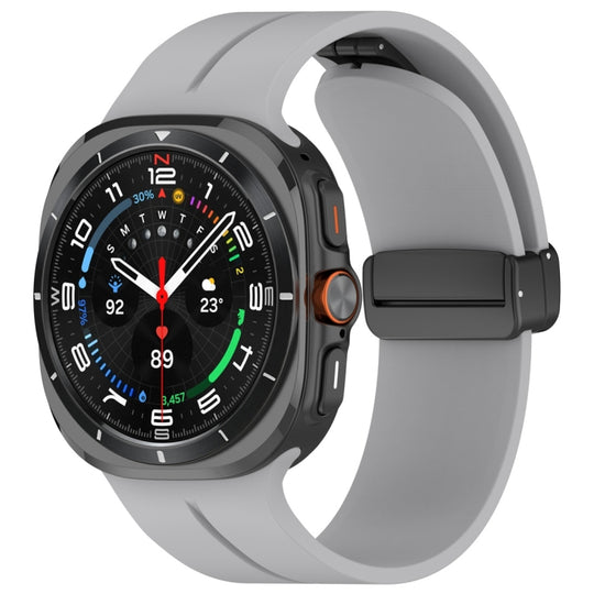 For Galaxy Watch Ultra2 2026 / 2025 / 1 2024 Magnetic Folding Buckle Silicone Watch Band(Grey)