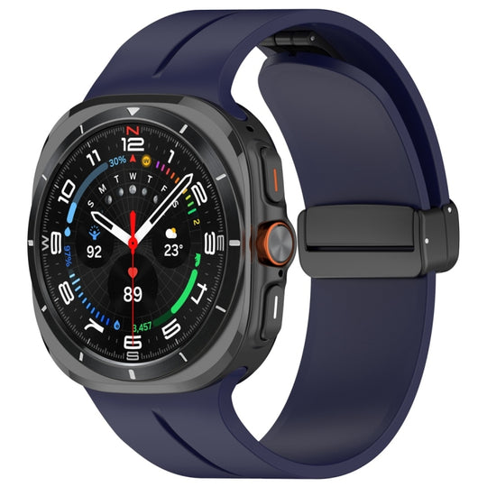 For Galaxy Watch Ultra2 2026 / 2025 / 1 2024 Magnetic Folding Buckle Silicone Watch Band(Midnight Blue)