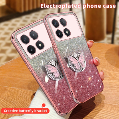 For Redmi K70 / K70 Pro Plated Gradient Glitter Butterfly Holder TPU Phone Case(Silver) by buy2fix