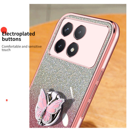 For Redmi K70 / K70 Pro Plated Gradient Glitter Butterfly Holder TPU Phone Case(Silver) by buy2fix