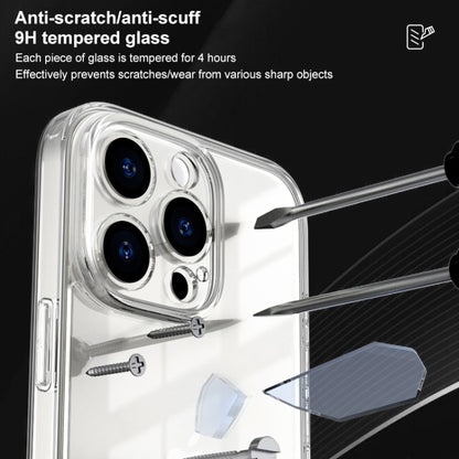For iPhone 16 Pro Four Corner Airbag Transparent Glass Phone Case by buy2fix