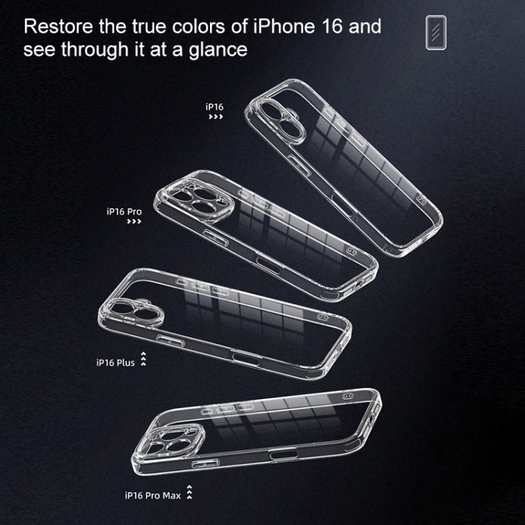 For iPhone 16 Pro Max Four Corner Airbag Transparent Glass Phone Case by buy2fix