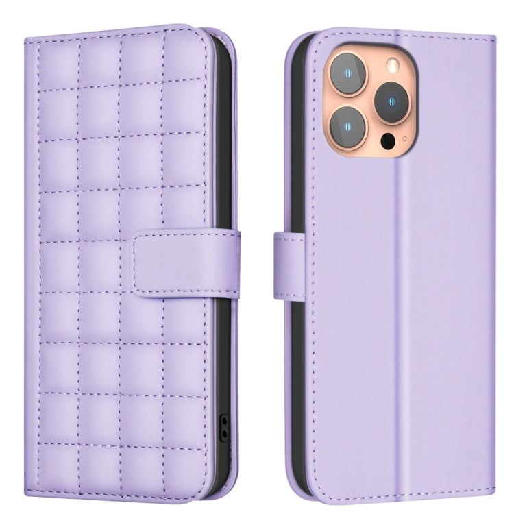 For iPhone 16 Pro Max Square Texture Leather Phone Case(Purple) by buy2fix