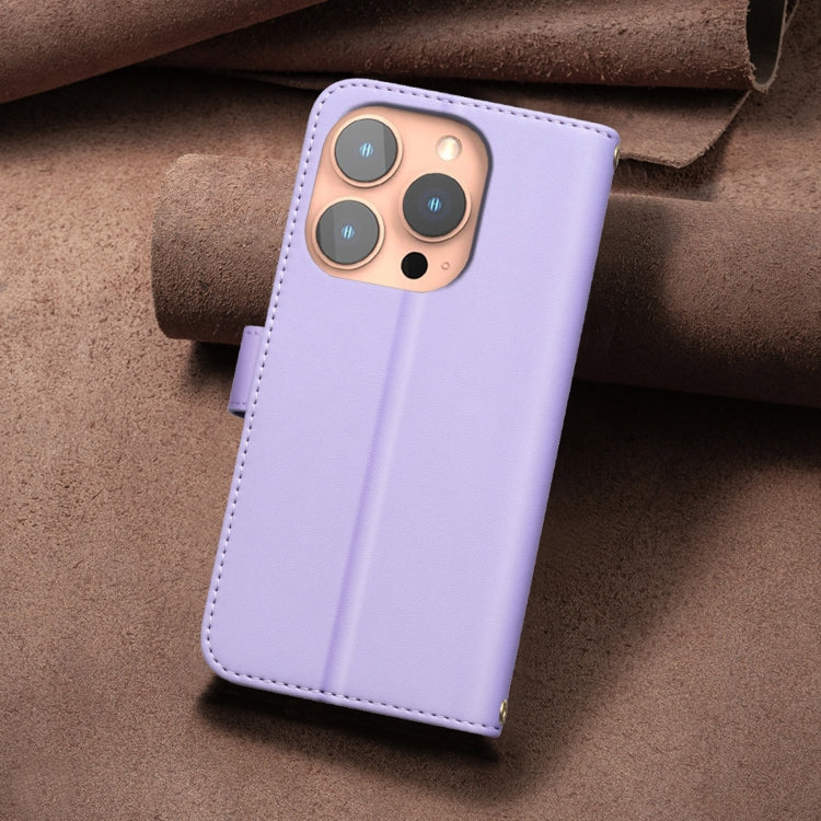For iPhone 16 Pro Max Square Texture Leather Phone Case(Purple) by buy2fix