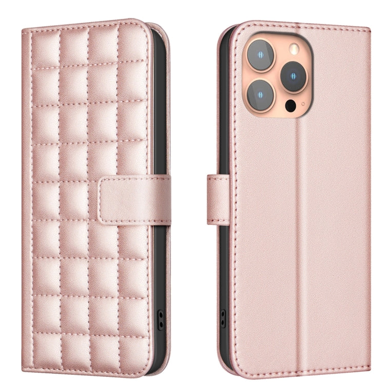 For iPhone 16 Pro Max Square Texture Leather Phone Case(Rose Gold) by buy2fix