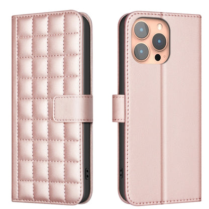 For iPhone 16 Pro Max Square Texture Leather Phone Case(Rose Gold) by buy2fix