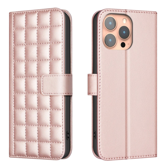 For iPhone 16 Pro Max Square Texture Leather Phone Case(Rose Gold) by buy2fix