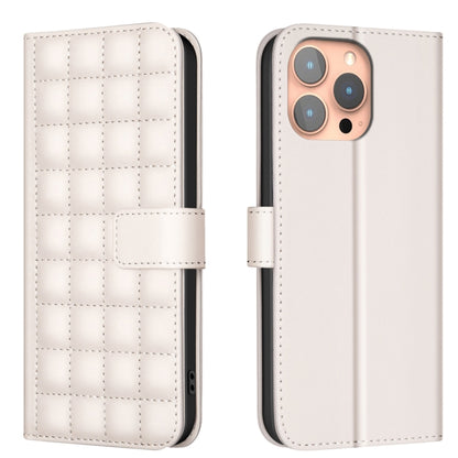 For iPhone 16 Pro Max Square Texture Leather Phone Case(Beige) by buy2fix