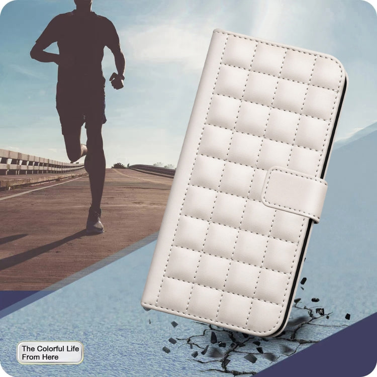 For iPhone 16 Pro Max Square Texture Leather Phone Case(Beige) by buy2fix