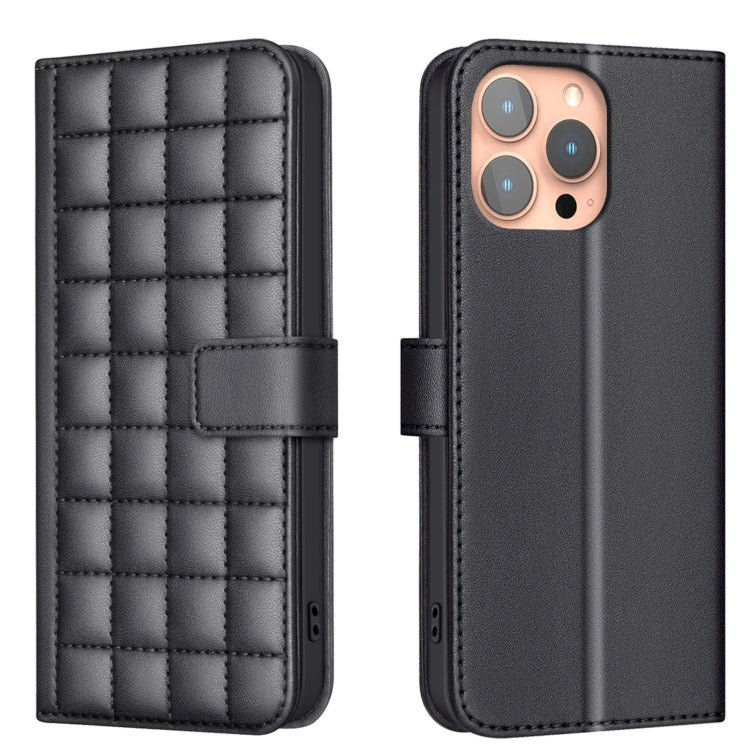 For iPhone 16 Pro Max Square Texture Leather Phone Case(Black) by buy2fix