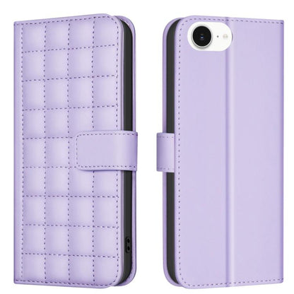For iPhone 16e Square Texture Leather Phone Case(Purple) by buy2fix