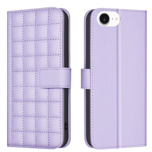 For iPhone 16e Square Texture Leather Phone Case(Purple) by buy2fix
