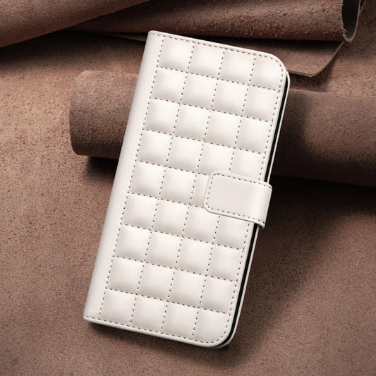 For iPhone 16e Square Texture Leather Phone Case(Beige) by buy2fix