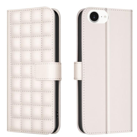 For iPhone 16e Square Texture Leather Phone Case(Beige) by buy2fix