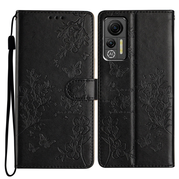 For Ulefone Note 14 Butterflies and Flowers Leather Phone Case(Black) by buy2fix