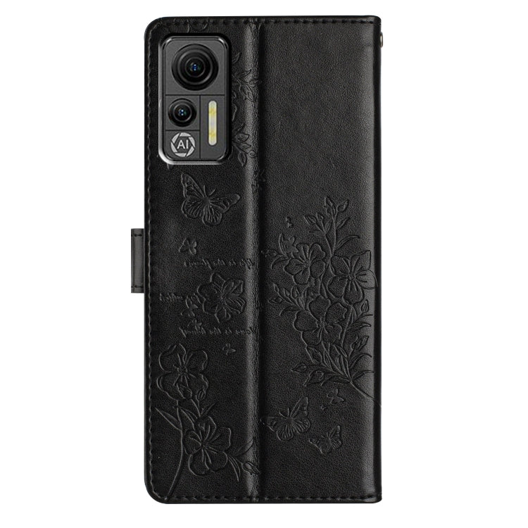 For Ulefone Note 14 Butterflies and Flowers Leather Phone Case(Black) by buy2fix