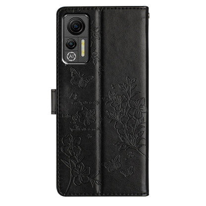 For Ulefone Note 14 Butterflies and Flowers Leather Phone Case(Black) by buy2fix